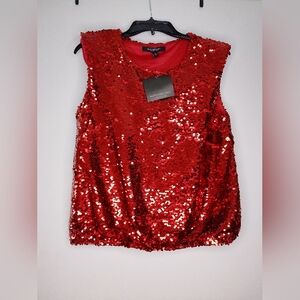 Marc New York Red Sequin Blouse